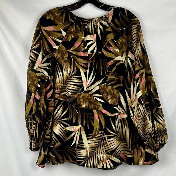 Old Navy Tropical Palm Leaf Peasant Blouse XL - Picture 2 of 11
